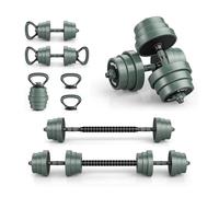 GYMAX 21kg/41kg Dumbbell Set, 4-in-1 Adjustable Dumbbell Barbell Set with Connector, Barbell, Dumbbells, Kettlebells and Push up Stand, Home Gym Fitness Exercise Equipment for Men and Women (21kg)