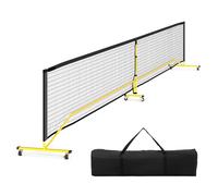 GYMAX 22FT Portable Pickleball Net, Pickle Ball Net System with 6 Wheels, Metal Frame and Carrying Bag, All-Weather Pickleball Equipment for Indoor and Outdoor