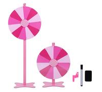 GYMAX 24" 2 in 1 Prize Wheel Stand (60 x 34.5 x 77-152 cm,Pink)