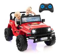 GYMAX 24V Kids Ride on Car, 2-Seater Battery Powered Toy Car with Remote Control, Lights, Music, Bluetooth, Radio, USB Port, High/Low Speed&Slow Start, Children Electric UTV for 3 Years Old+ (Red)