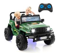GYMAX 24V Kids Ride on Car, 2-Seater Battery Powered Toy Car with Remote Control, Lights, Music, Bluetooth, Radio, USB Port, High/Low Speed&Slow Start, Children Electric UTV for 3 Years Old+ (Green)