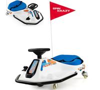GYMAX 24V Kids Ride On Car, Electric Go Kart with 360° Spin Wheels, Wireless Connection, USB, Radio, Music, Slow Start & 3 Flags, 90x56x40cm Children Drift Car for 3 Years Old+, Max Weight 60kg