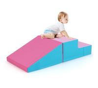 Gymax 2Pcs Climb & Crawl Activity Play Set Foam Soft Toy Stairs Ramp Climber in Rose | Size: 2 Pack Gymax Rose 2 Pack