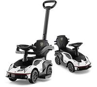 GYMAX 3 in 1 Kids Ride on Push Car, Licensed Lamborghini Push Along Car with Handle, Guardrails, Horn & Sound, Underneath Storage, Toddler Sliding Car for 1-3 Years Old Boys Girls (White)