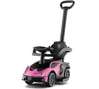GYMAX 3 in 1 Kids Ride on Push Car, Licensed Lamborghini Push Along Car with Handle, Guardrails, Horn & Sound, Underneath Storage, Toddler Sliding Car for 1-3 Years Old Boys Girls (Pink)