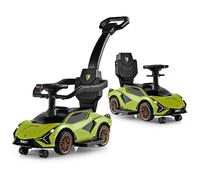GYMAX 3 in 1 Kids Ride on Push Car, Licensed Lamborghini Push Along Car with Handle, Guardrails, USB Port, Music & Lights, Underneath Storage, Toddler Sliding Toy for 18-60 Months Boys Girls (Green)