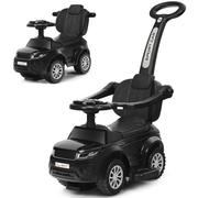 GYMAX 3 in 1 Kids Ride on Push Car, Push Along Car with Handle, Guardrails, Lights, Horn & Music, Underneath Storage, Toddler Sliding Toy for 1-3 Years Old Boys Girls (Black)