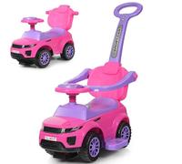 GYMAX 3 in 1 Kids Ride on Push Car, Push Along Car with Handle, Guardrails, Lights, Horn & Music, Underneath Storage, Toddler Sliding Toy for 1-3 Years Old Boys Girls (Pink)