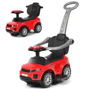 GYMAX 3 in 1 Kids Ride on Push Car, Push Along Car with Handle, Guardrails, Lights, Horn & Music, Underneath Storage, Toddler Sliding Toy for 1-3 Years Old Boys Girls (Red)