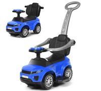 GYMAX 3 in 1 Kids Ride on Push Car, Push Along Car with Handle, Guardrails, Lights, Horn & Music, Underneath Storage, Toddler Sliding Toy for 1-3 Years Old Boys Girls (Blue)