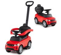 GYMAX 3 in 1 Kids Ride on Push Car, Toddler Push Along Car with Handle, Guardrails, Sound & Horn, Underneath Storage, Licensed Land Rover Discovery Sliding Toy for 12-36 Months Old (Red)
