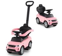 GYMAX 3 in 1 Kids Ride on Push Car, Toddler Push Along Car with Handle, Guardrails, Sound & Horn, Underneath Storage, Licensed Land Rover Discovery Sliding Toy for 12-36 Months (Pink)