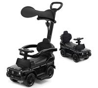 GYMAX 3 in 1 Kids Ride On Push Car with Handle, Guardrails, Adjustable Canopy, Horn & Sound, Underneath Storage, Toddler Sliding Car for Boys & Girls (Black)