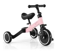 GYMAX 3 in 1 Kids Trike, Folding Baby Tricycle with Adjustable Handlebar and PU Seat, 3 Wheels Toddler Bike for 1-4 Years Old Boys Girls (Pink)