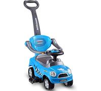 GYMAX 3 in 1 Ride on Push Car, Kids Licensed Push Along Car with Handle, Horn, Armrest Guardrails & Storage Compartment, Baby Sliding Car for 2-6 Years Old Toddler (Blue)