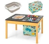 Gymax 3 in 1 Sand Water Activity Table with Foldable Storage Bin in Black Gymax Black