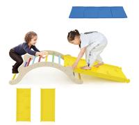 Gymax 3-In-1 Wooden Climber Toddler Climber Arch Indoor With Ramp Gymax Multicolor