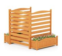 Gymax 3-Panel Wooden Privacy Screen With Planter Box Air Conditioner Fence in Natural Gymax Natural