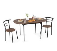 Gymax 3 PCS Drop Leaf Dining Table Set Corner Breakfast Table With 2 Chairs in Brown Gymax Brown