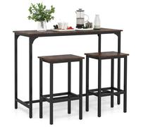 Gymax 3-Piece Dining Table Set 47.5" Counter-Height Kitchen Table-Coffee in Brown Gymax Brown