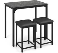 Gymax 3-Piece Dining Table Set Counter-height Bar Table & Upholstered Stools in Black Gymax Black