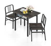 Gymax 3-Piece Dining Table Set Rectangular Kitchen Table & 2 Chairs in Grey Gymax Grey