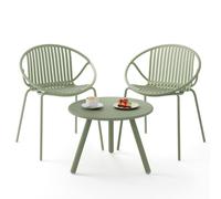 Gymax 3-Pieces Bistro Set All Weather PP Patio Conversation Set With 2 Chairs in Light Green | Size: 3 Pack Gymax Light Green 3 Pack