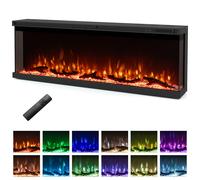 Gymax 3 Sided Electric Fireplace 50" Adjustable Fireplace Heater 750W/1500W in Black Gymax Black