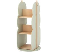 GYMAX 3-Tier Kids Bookcase, 360°Rotating Wooden Children Bookshelf with Side Hooks, Tree-shaped Toy Storage Organizer for Kid's Room Nursery Kindergarten