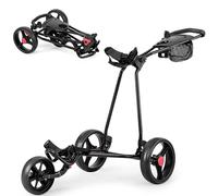 Gymax 3 Wheels Golf Push Cart Folding Golf Bag Holder Golf Pull Trolley in Black Gymax Black