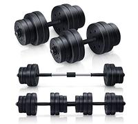 GYMAX 30KG Dumbbells Set, Adjustable Dumbbell Barbell Set with Connecting Rod, Body Workout Weight Lifting Training Equipment for Home Gym