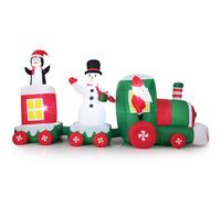 Gymax 350 cm/11.5 FT Christmas Inflatables Santa Claus Driving Train in Red Gymax Red