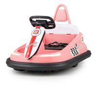 GYMAX 360 Spin Kids Bumper Car, 6V Battery Powered Toy Car with Lights, Music, Horn, USB/AUX/TF, 2 Speeds & Safety Belt, Outdoor Indoor Children Waltzer Toy for Boys Girls Aged 18+ Months (Pink)