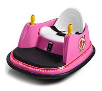 GYMAX 360 Spin Kids Bumper Car, Electric Ride on Toy with Remote Control, Lights, Music and Safety Belt, Children Battery-Powered Vehicle for Indoor Outdoor (Pink)