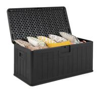 Gymax 380L Waterproof Resin Deck Box Bench Garden Storage Box in Black Gymax Black