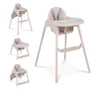 GYMAX 4 in 1 Convertible High Chairs for Toddlers, Infant Highchairs with 2 Heights, 5-Point Safety Harness, Removable Double Tray and Reversible Footrest, Baby Feeding Chair for 6-36 Months (Khaki)