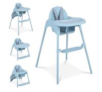 GYMAX 4 in 1 Convertible High Chairs for Toddlers, Infant Highchairs with 2 Heights, 5-Point Safety Harness, Removable Double Tray and Reversible Footrest, Baby Feeding Chair for 6-36 Months (Blue)