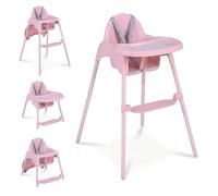 GYMAX 4 in 1 Convertible High Chairs for Toddlers, Infant Highchairs with 2 Heights, 5-Point Safety Harness, Removable Double Tray and Reversible Footrest, Baby Feeding Chair for 6-36 Months (Pink)