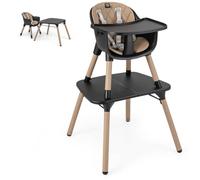 GYMAX 4 in 1 High Chairs, Convertible Baby Dining High Chair with Adjustable and Removable Tray & 5-Point Seat Belt, Multifunctional Infant Feeding Chair for Toddler (Coffee)