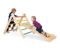 GYMAX 4-in-1 Kids Climbing Set, Wooden Toddler Climber with Slide/Climbing Ramp, Indoor Foldable Climbing Toys for 3 Years Old+ Boys Girls (Colorful)