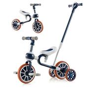 GYMAX 4 in 1 Kids Trike, Toddler Bike with Adjustable Push Handle, 2-Level Seat Height, Removable Pedals and Training Wheels, Baby Balance Bike Birthday Toys for Boys & Girls (Navy Blue)