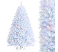 GYMAX 4FT/5FT/6FT White Artificial Christmas Tree, Realistic Full Xmas Pine Tree with Metal Stand, X-mas Traditional Decorations for Living Room, Doorway and Shop (6FT)