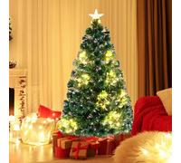 GYMAX 4FT/5FT Fiber Optic Christmas Tree, Pre-lit Artificial Xmas Tree with 18/24 Shape-Adjustable Light Strips, Top Star, 130/170 Branch Tips, Xmas Decor for Home Office Party (120CM)
