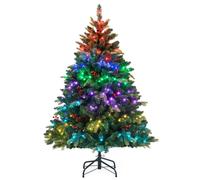 Gymax 5 FT/150 cm Pre-lit Christmas Tree Hinged Xmas Tree 584 Branch Tips in Green Gymax Green