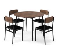 Gymax 5 PCS Dining Table Set Round Breakfast Kitchen Table & 4 Chairs in Brown Gymax Brown