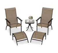 Gymax 5 PCS Outdoor Lounge Chair Set With Ottomans & Side Table Garden Set in Light Brown Gymax Light Brown