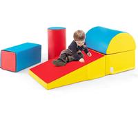 Gymax 5-Piece Kids Climb & Crawl Activity Set Soft Foam Block Structures in Red Gymax Red