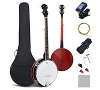 Gymax 5-string Banjo 39" Full Size Banjo Beginner Banjo Kit Sapele Back in White Gymax White