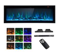 Gymax 50 Inch Electric Linear Fireplace Insert Fireplace With Remote Control in Black Gymax Black