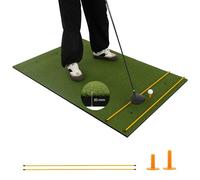 GYMAX 5FT x 3FT/4FT Golf Hitting Mat, Artificial Turf Grass Mat with 2 Rubber Tees & 2 Golf Alignment Stick, Indoor Outdoor Golf Stance Mat for Driving & Chipping Practice (20mm thick, 152 x 92cm)